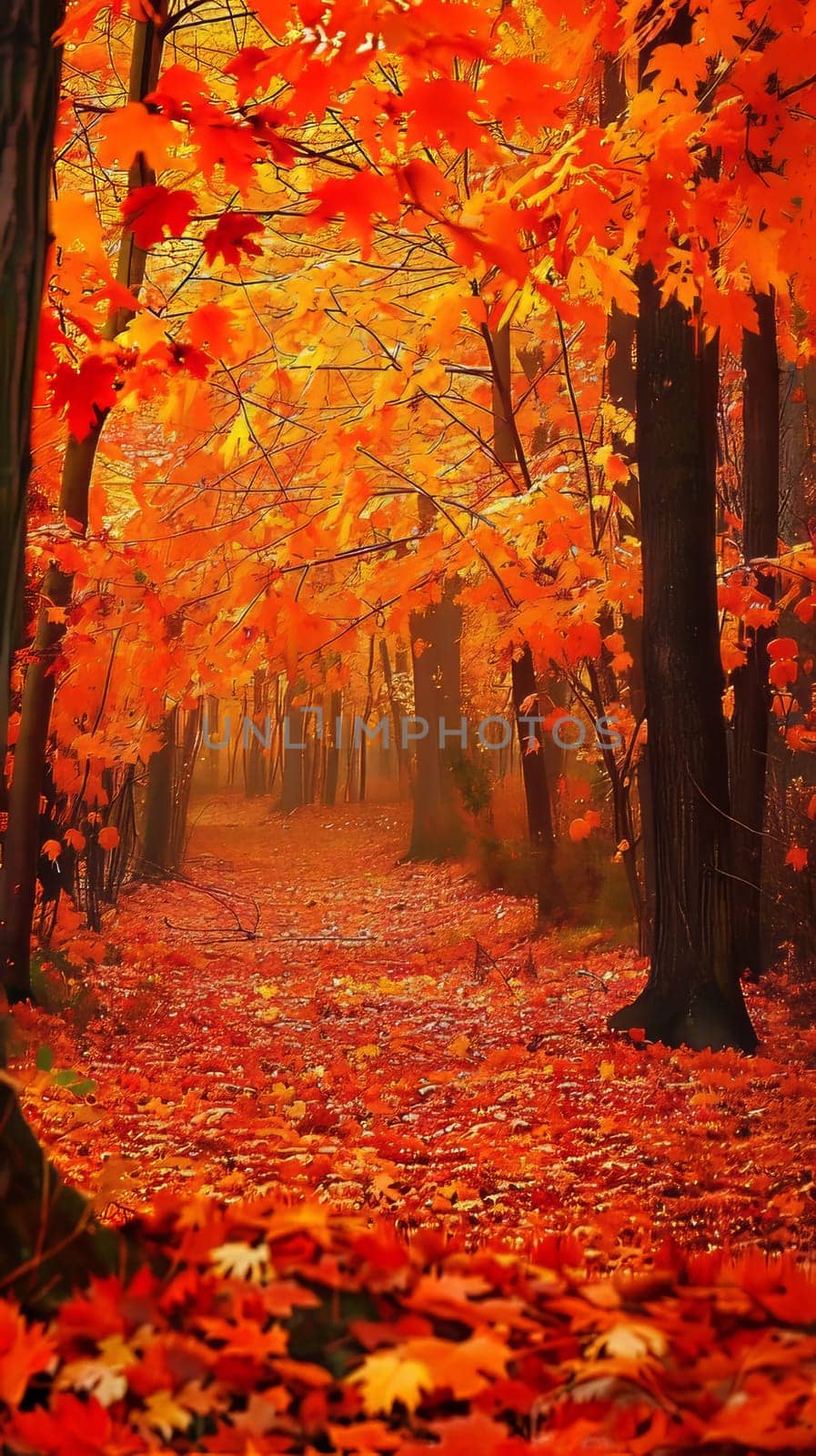 Enchanted maple forests ablaze with autumn hues