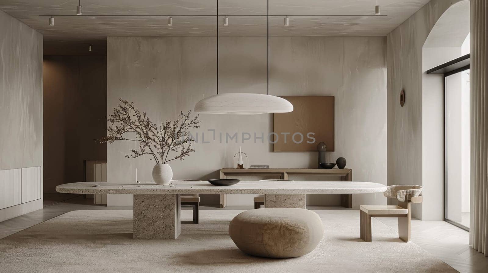 Interior decor featuring minimalist lighting fixtures and decor accents
