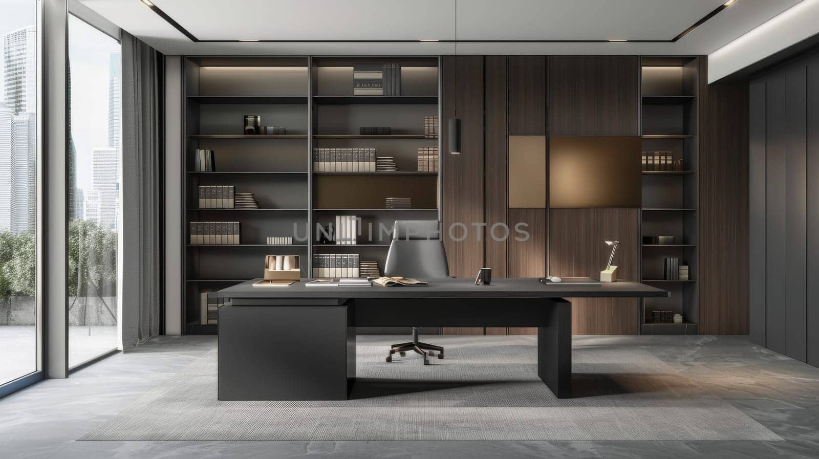 Minimalist office with efficient storage solutions