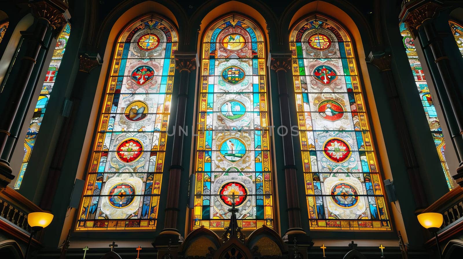 Layout of church windows in a symmetrical design