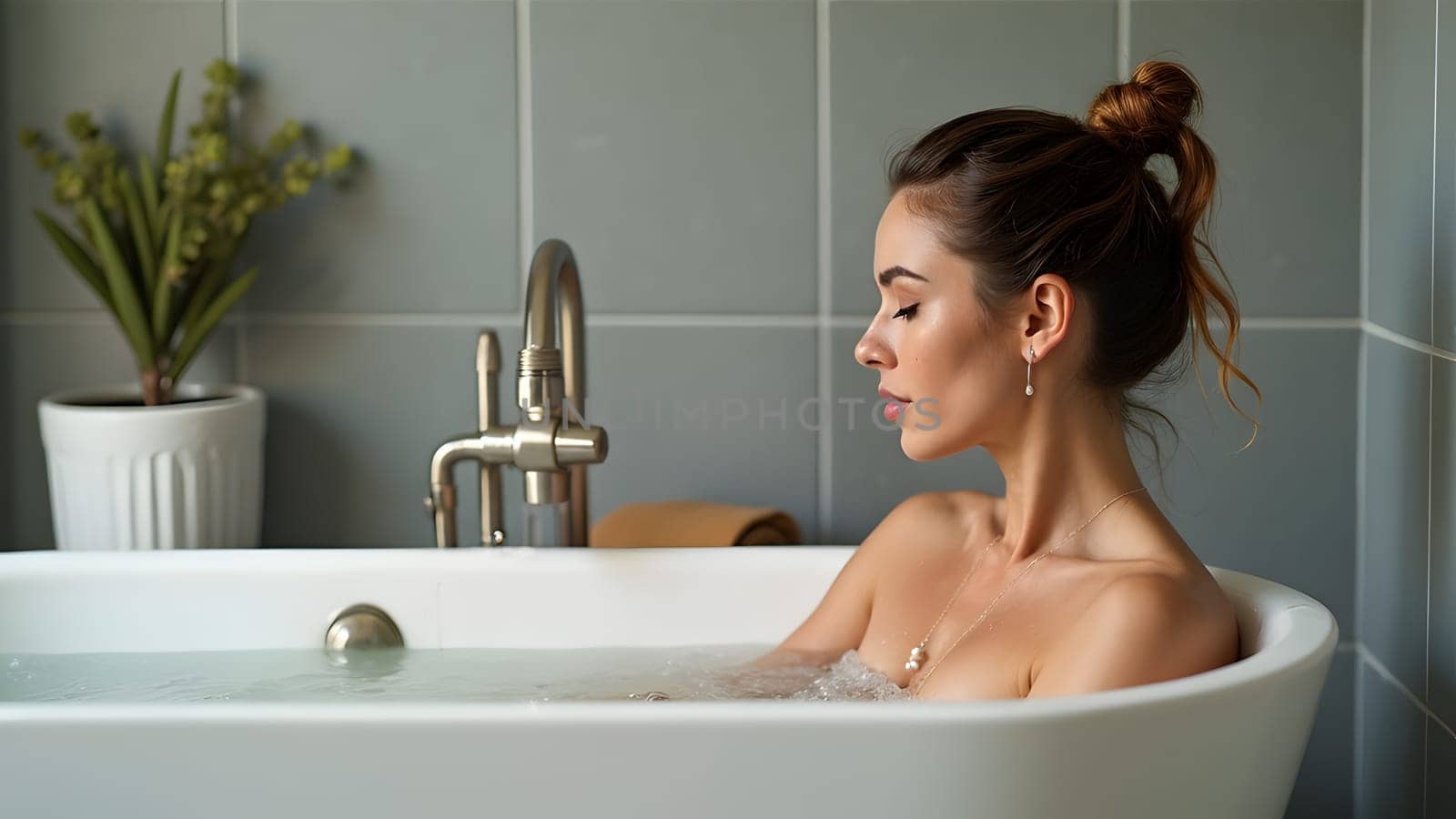 Cute woman taking a bath