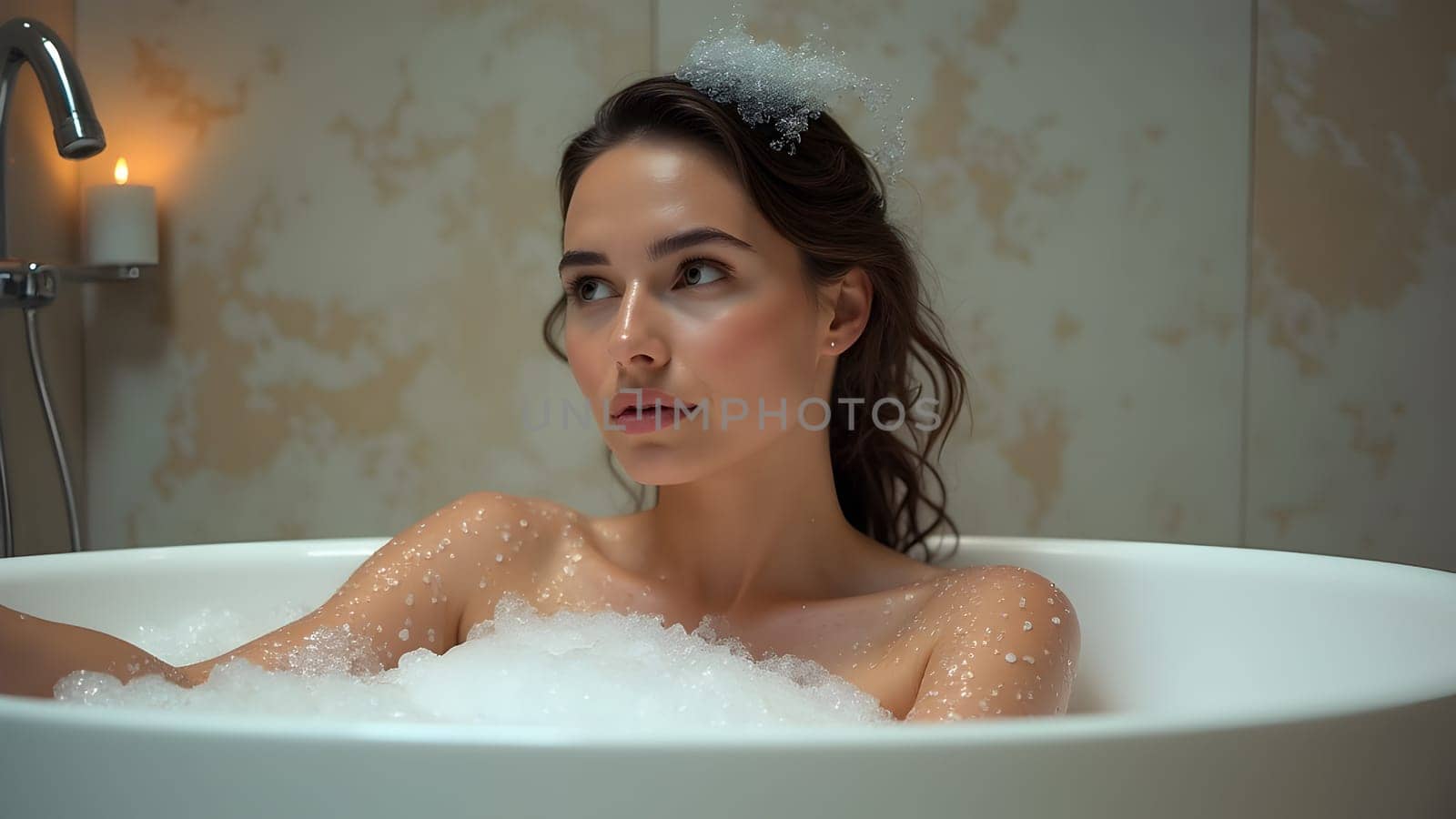 Cute woman taking a bath