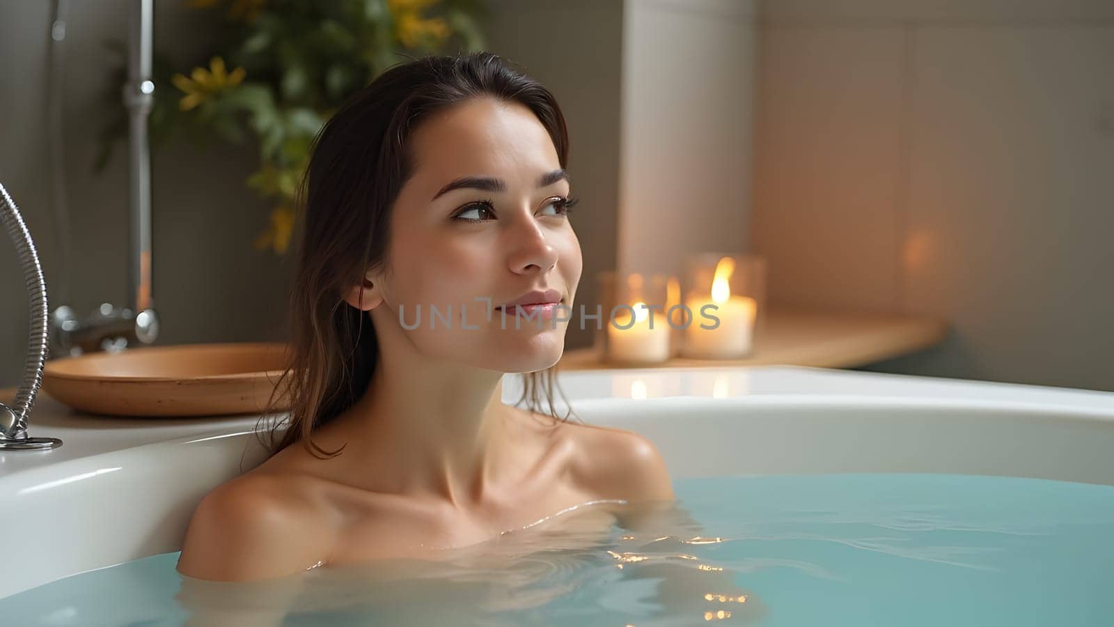 Cute woman taking a bath