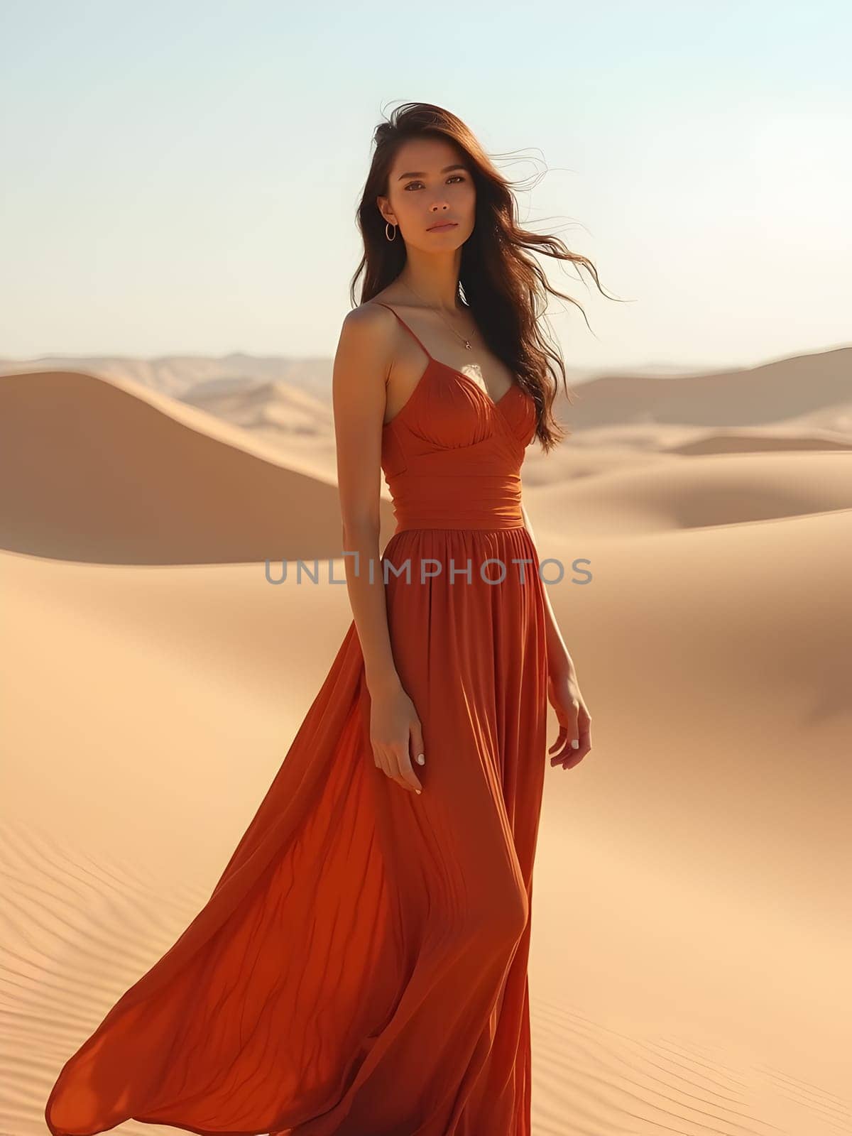 Beautiful fashion woman in desert