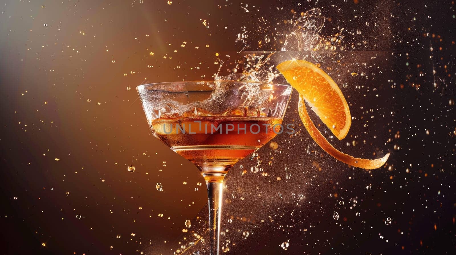 Modern poster showcasing a spinning glass of cocktail