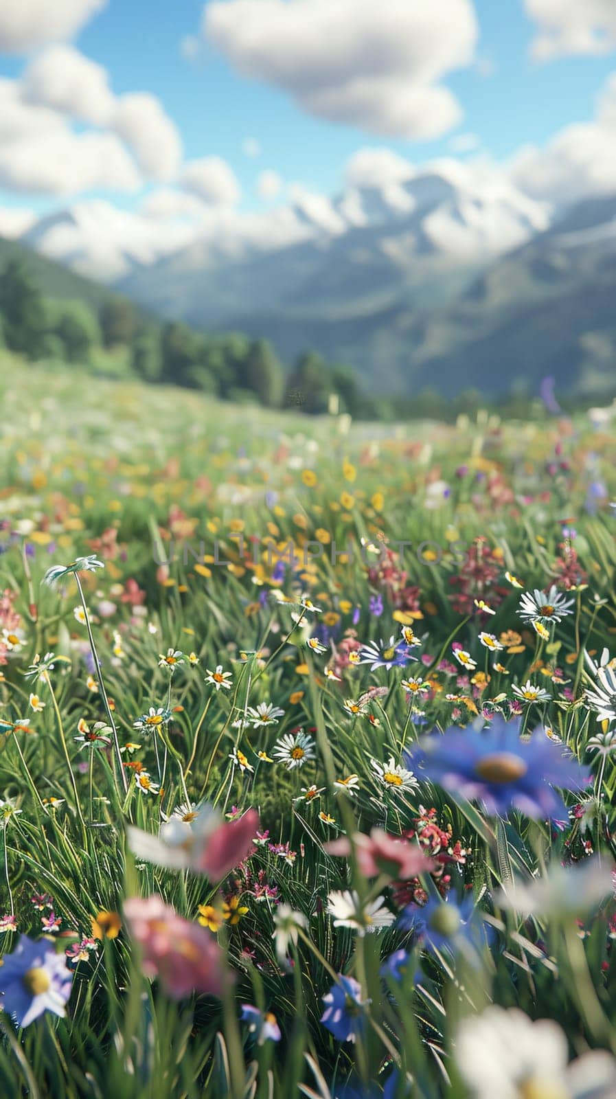 Peaceful meadows blooming with wildflowers