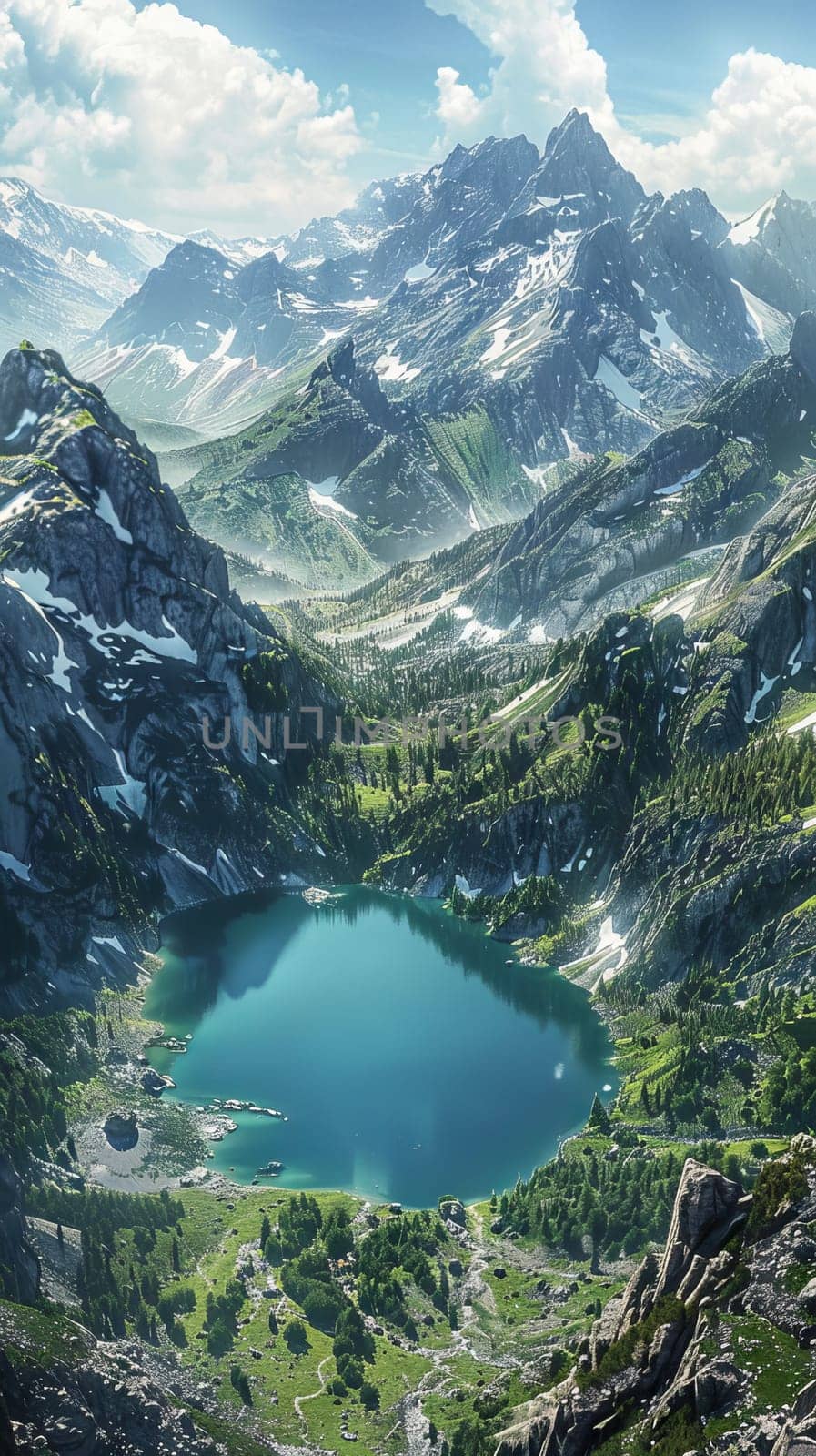Pristine alpine lakes nestled in mountain valleys