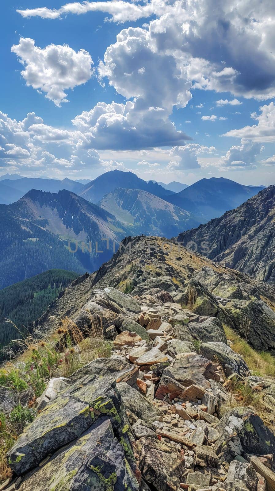 Rocky ridgelines offering panoramic views of distant peaks