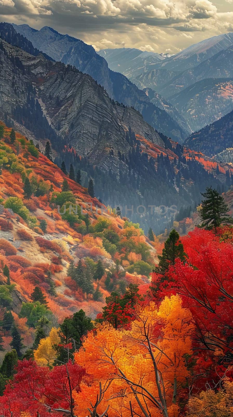 Remote mountain valleys carpeted in autumn foliage