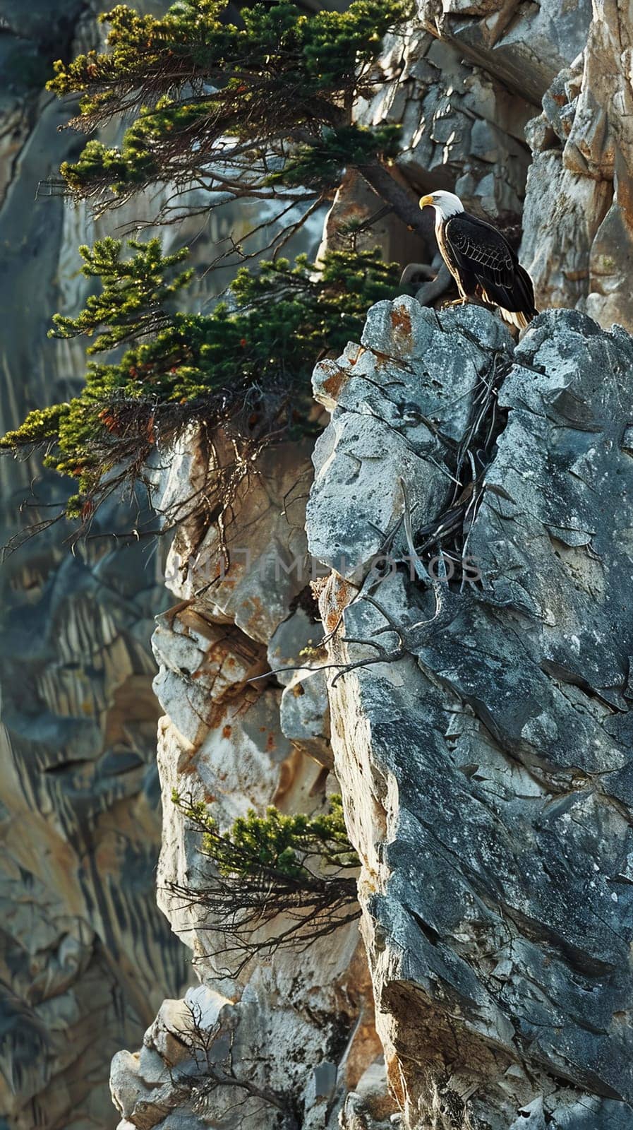 Rocky cliffs providing nesting sites for eagles
