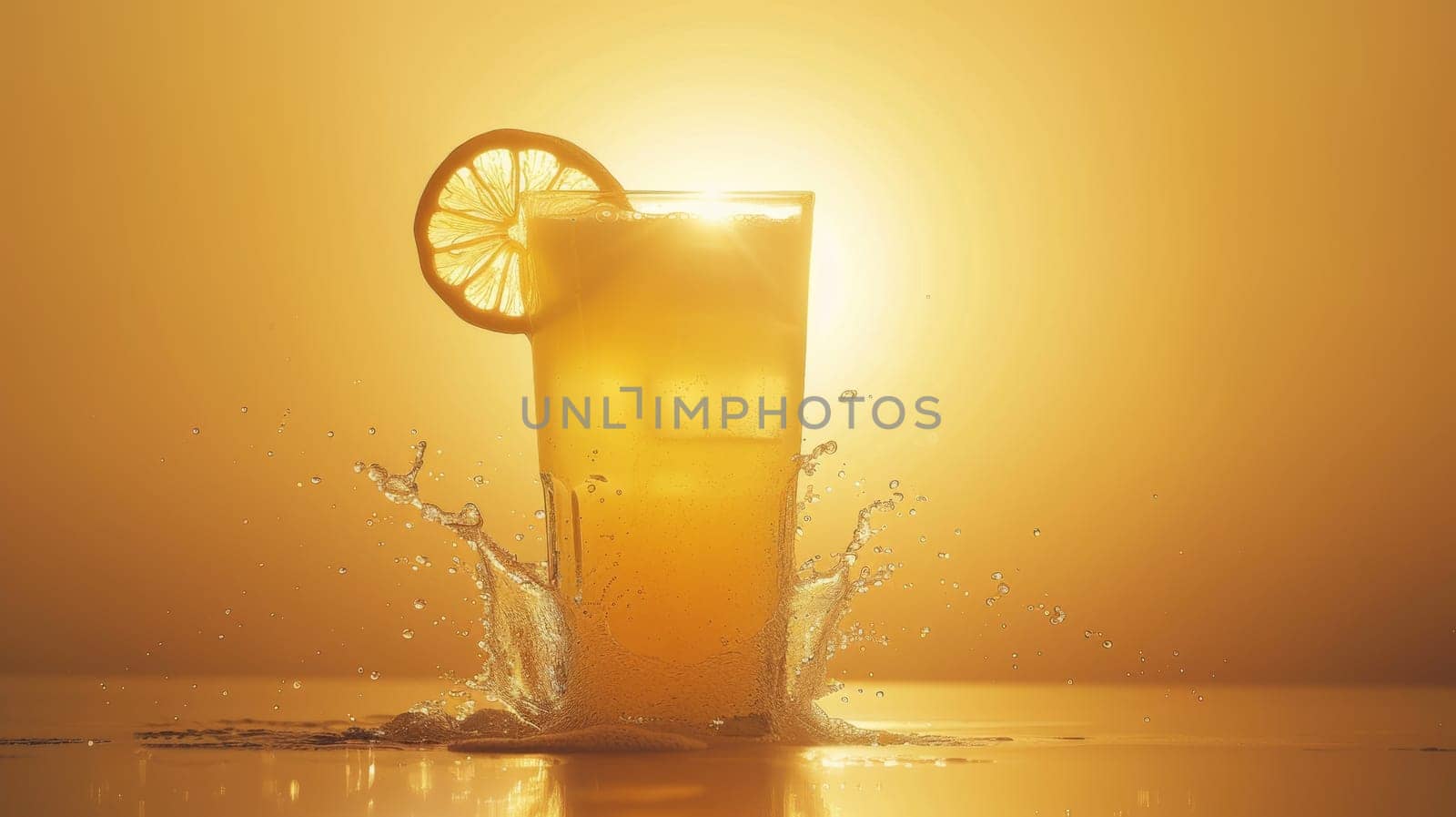 Silhouette of a glass of lemonade spinning