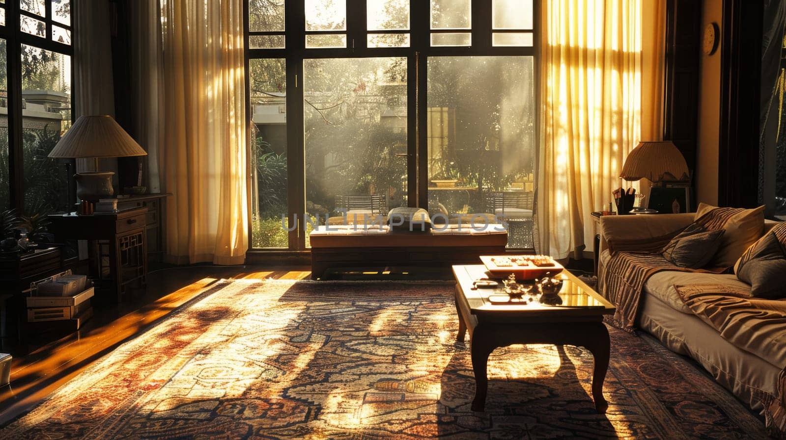 Silhouette of carefully arranged furnishings creating a sense of tranquility