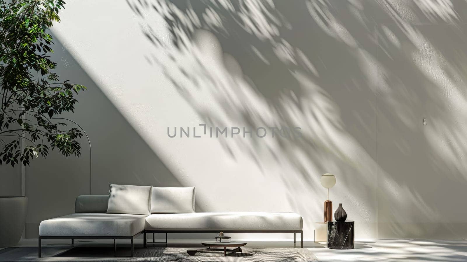Silhouette of minimalist furnishings creating a tranquil and inviting atmosphere