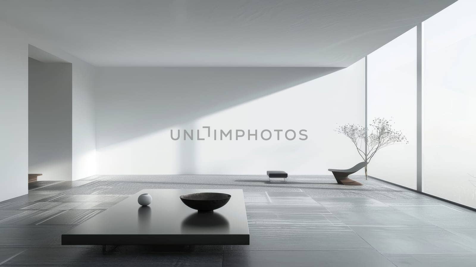 Silhouette of minimalist furnishings creating a sense of harmony and balance