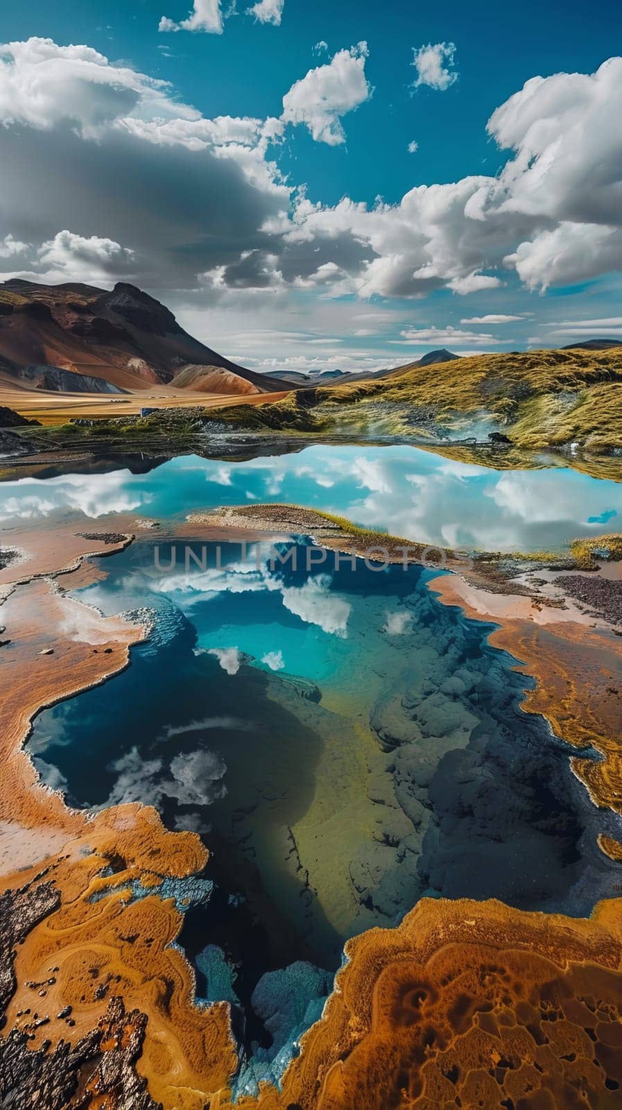 Spectacular geothermal pools surrounded by vibrant landscapes