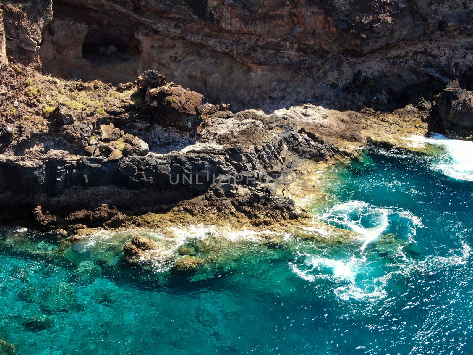 Ocean coast. Rocks near Canical on the Madeira, Portugal. High quality photo