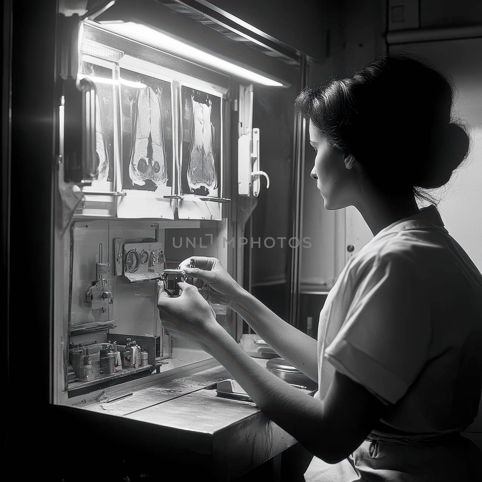 Radiographer at work. AI generative.