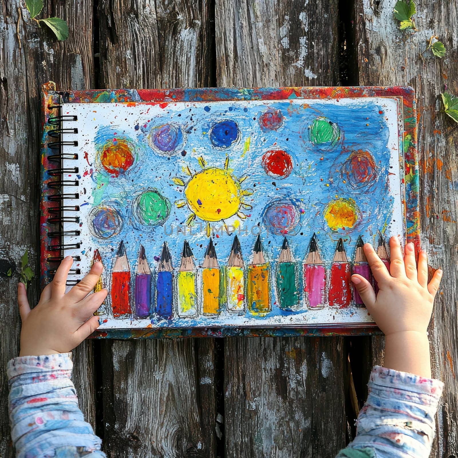Children painting drawings. AI generative.