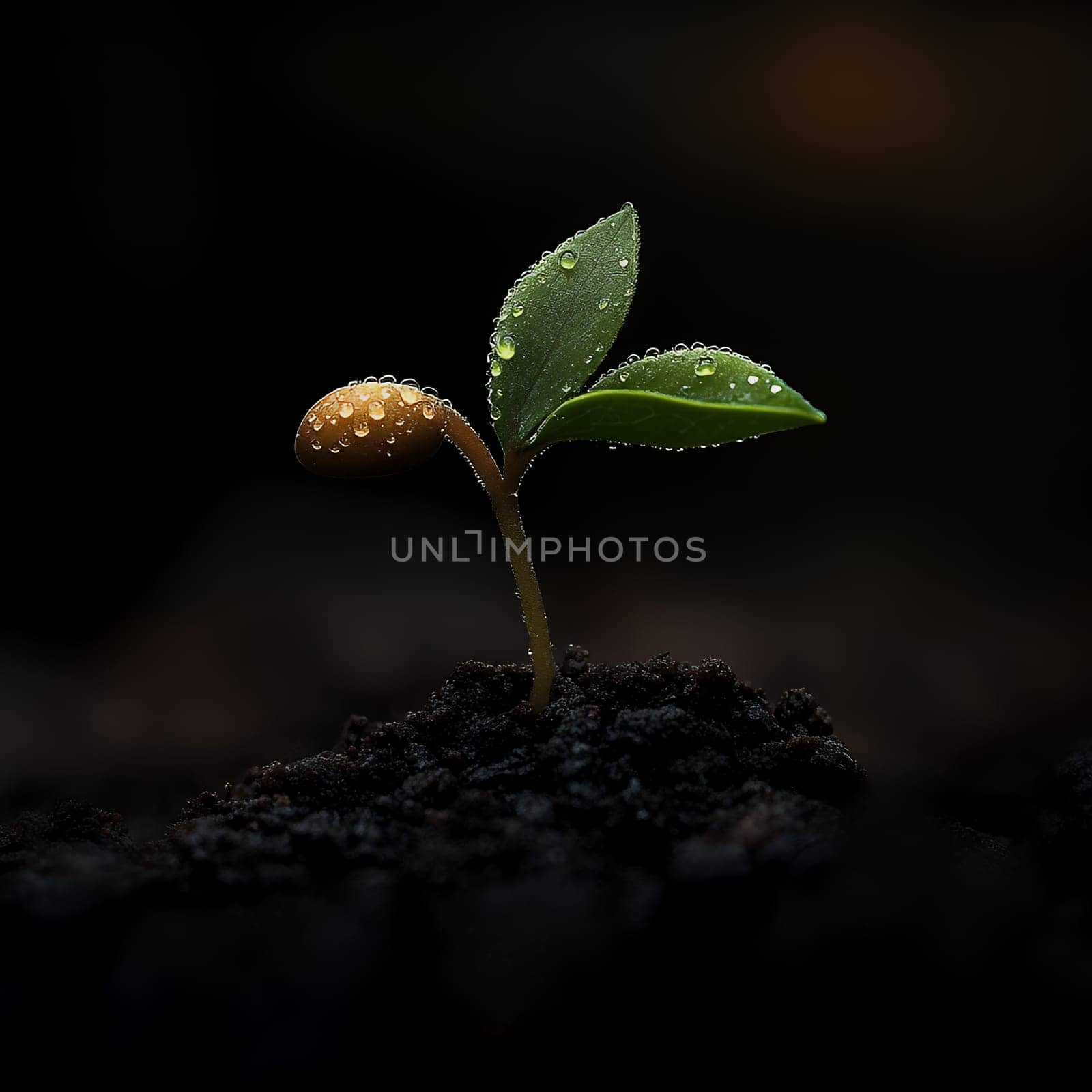 A fresh seedling sprouts from dark soil, symbolizing growth and new beginnings in a natural setting.