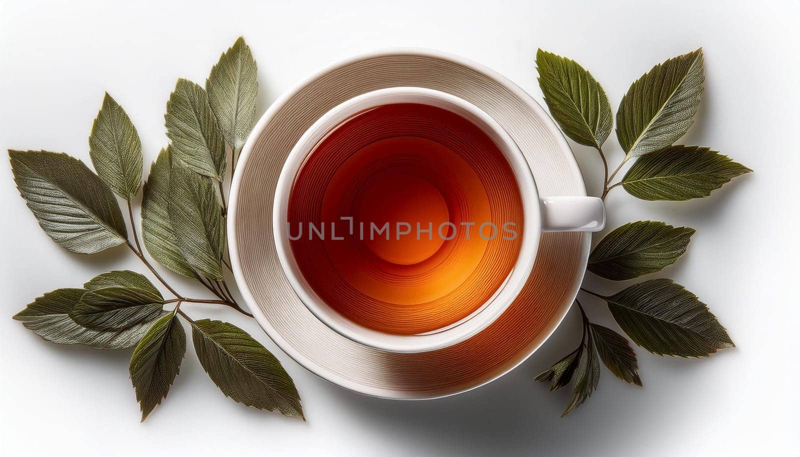 cup of tea flat top view, AI generated image