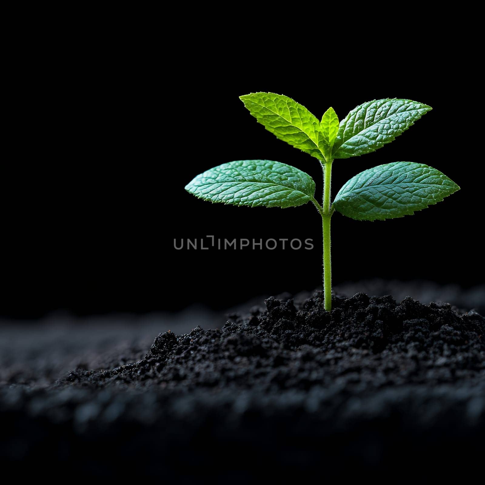A young plant sprouting from dark soil, symbolizing new beginnings and growth.