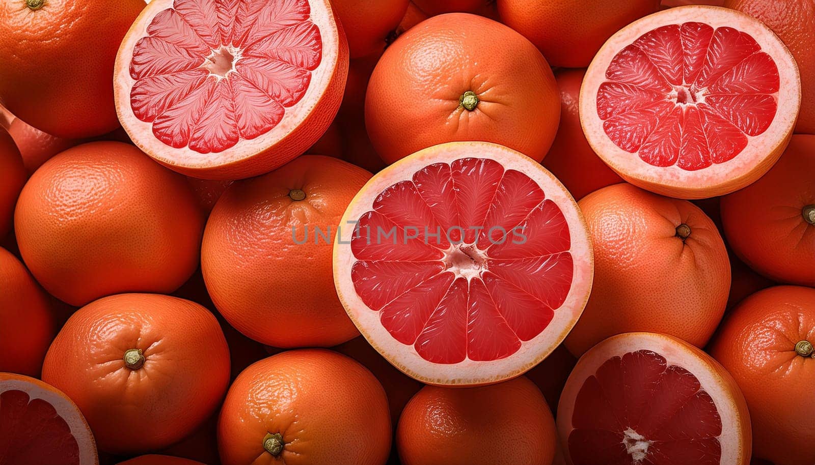 grapefruits vegetarian food flat top view, AI generated image