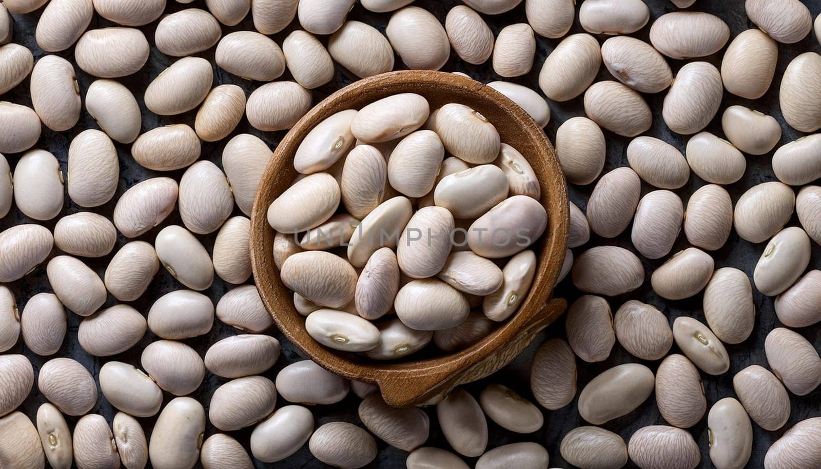 navy beans top flat view, AI generated image