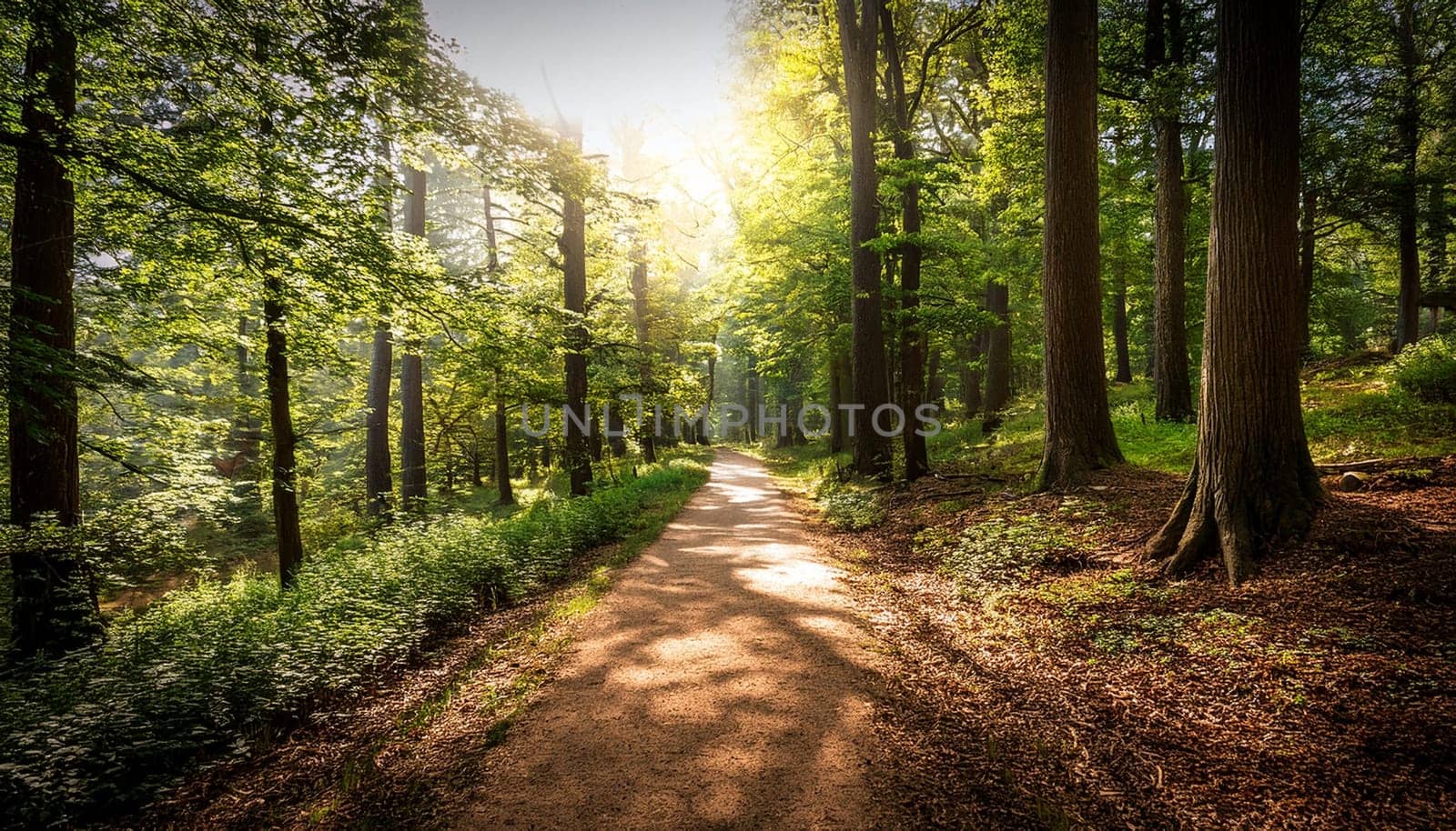 street in the woods, AI generated image