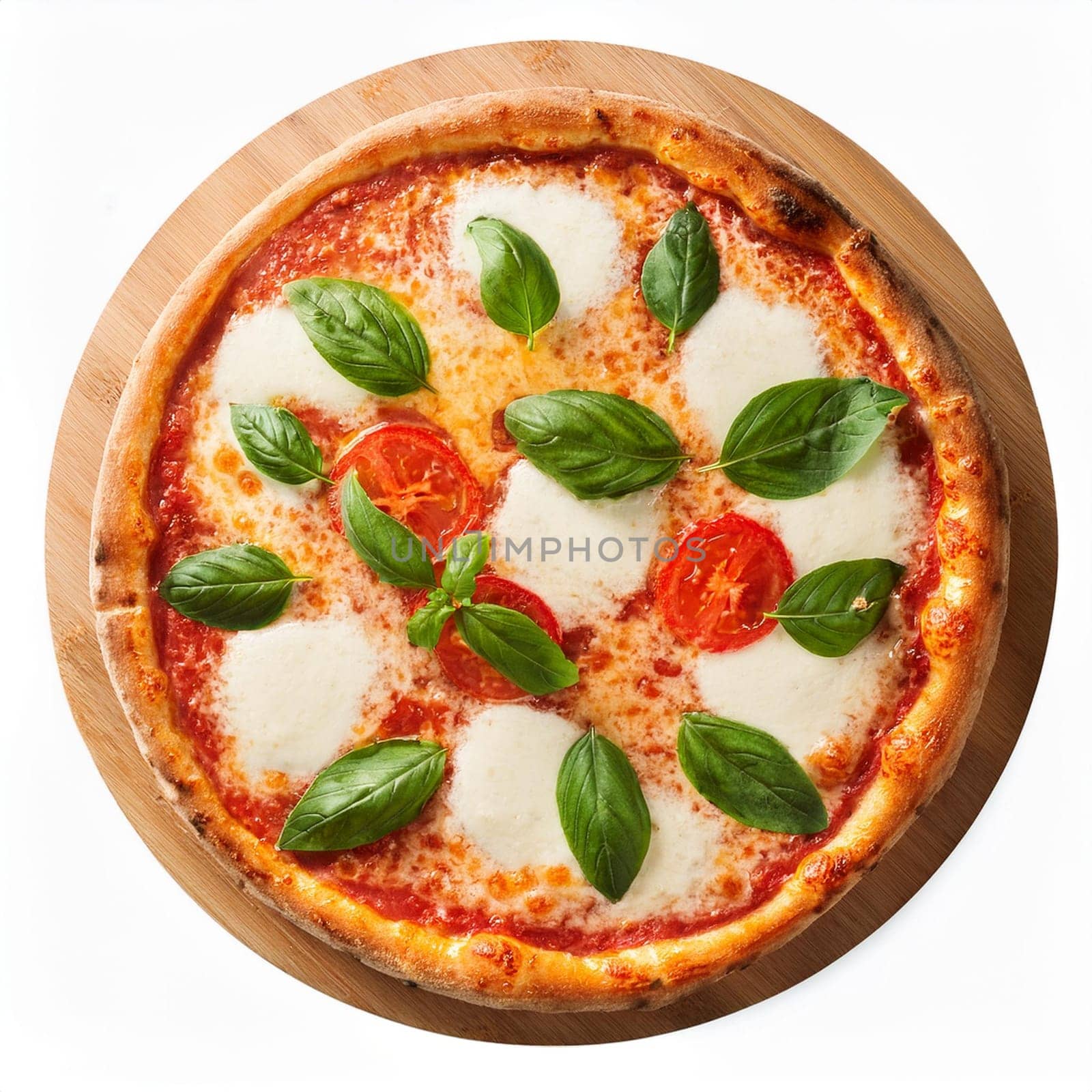 pizza margherita over white background, AI generated image