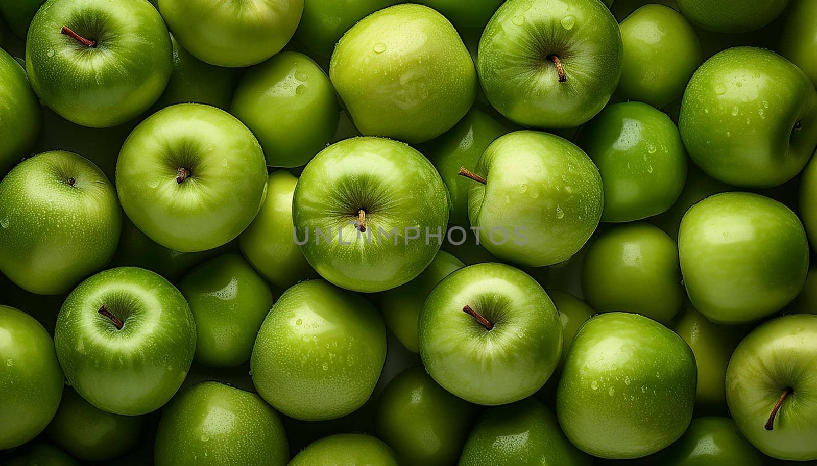 green apples fruit vegetarian food flat top view, AI generated image