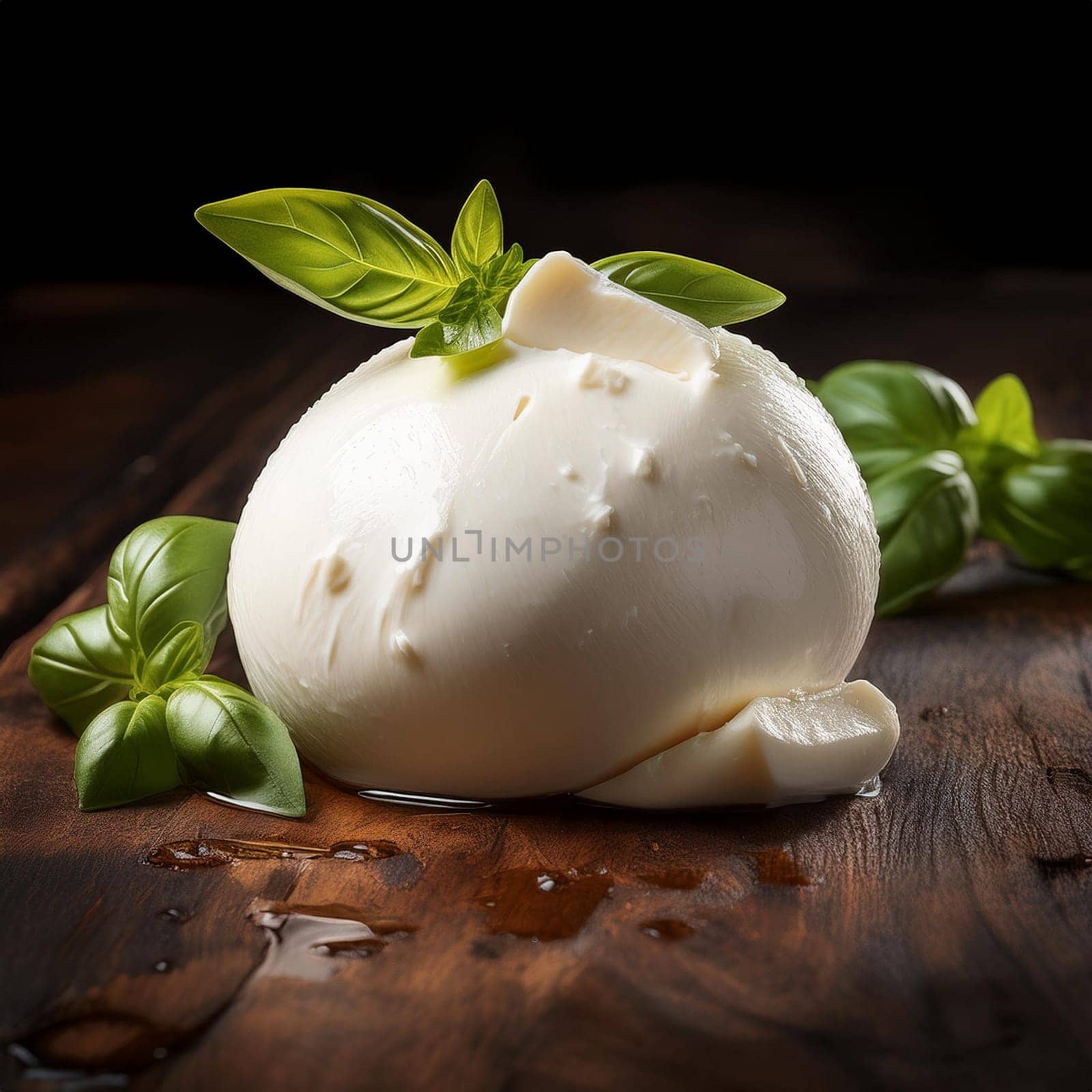 buffalo mozzarella cheese on wooden cutting board