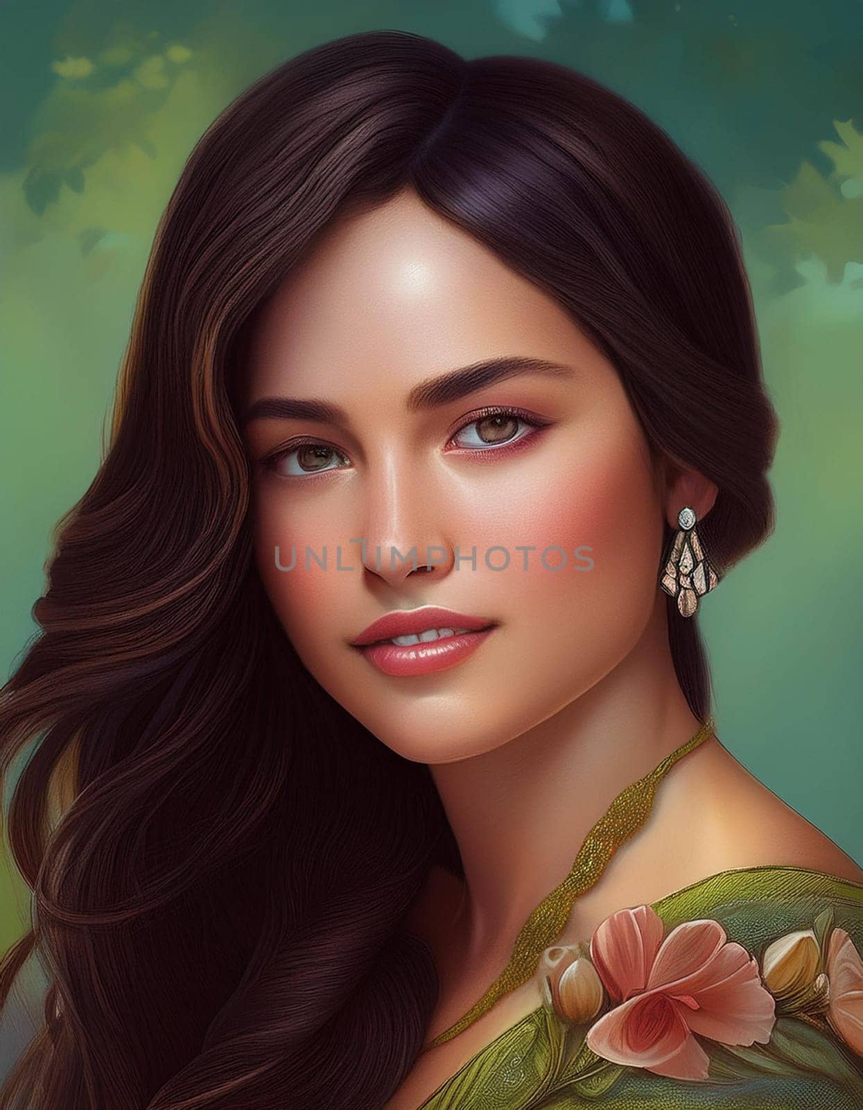 portrait of pretty young woman, AI generated image