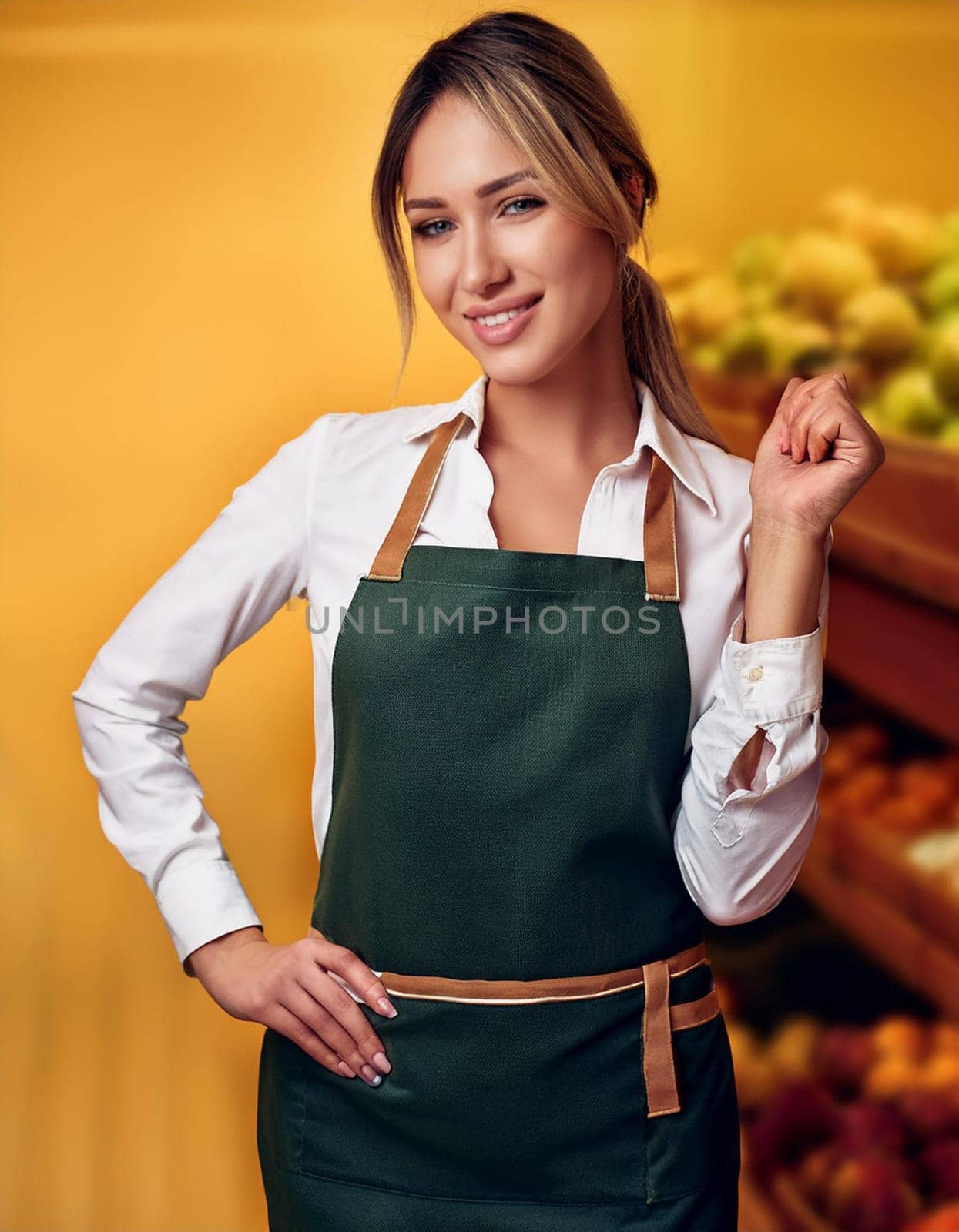 gorgeous young storekeeper woman, AI generated image