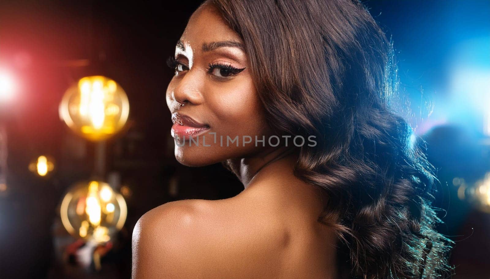gorgeous woman in a dance club, AI generated image