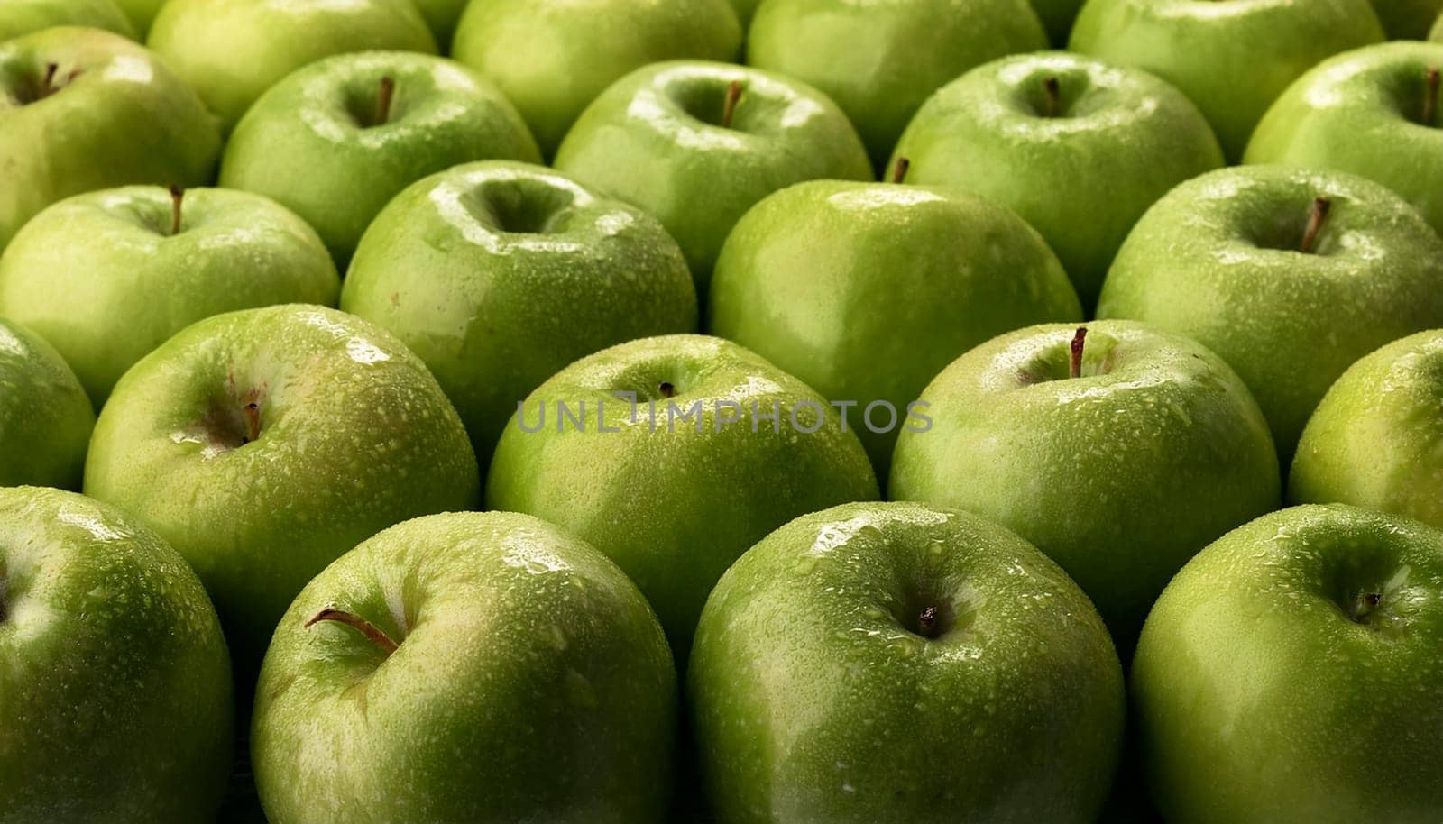 green apples fruit vegetarian food top view, AI generated image