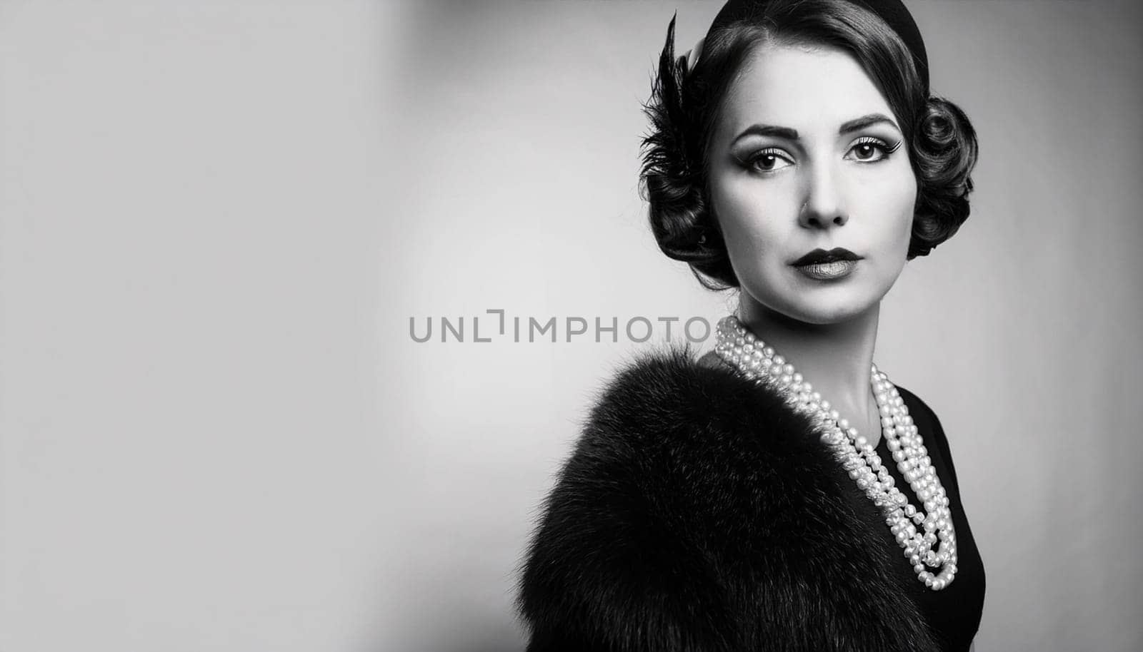 pretty young woman in twenties style, AI generated image