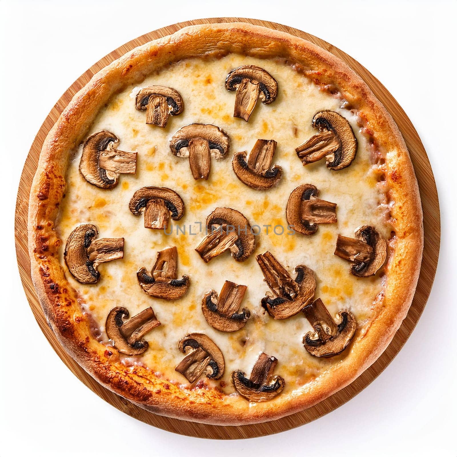 mushrooms aka funghi pizza traditional Italian baked food, AI generated image