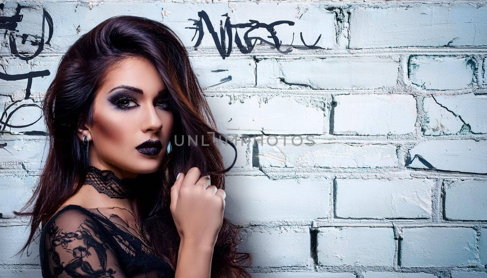 gorgeous young goth woman, AI generated image