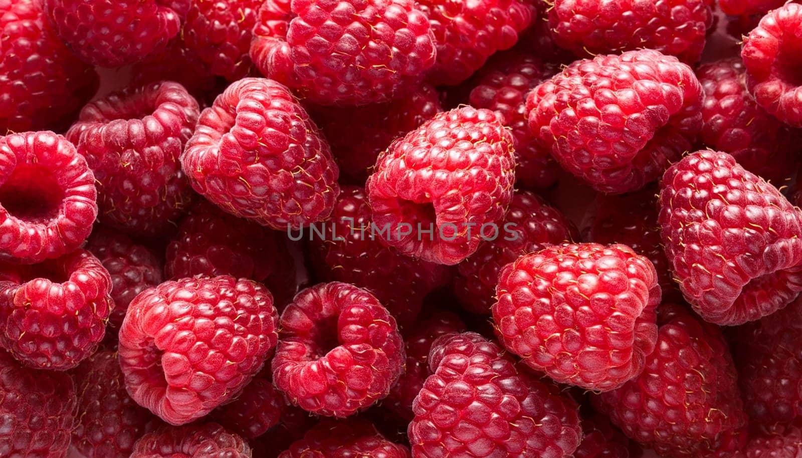 raspberries fruits vegetarian food flat top view, AI generated image