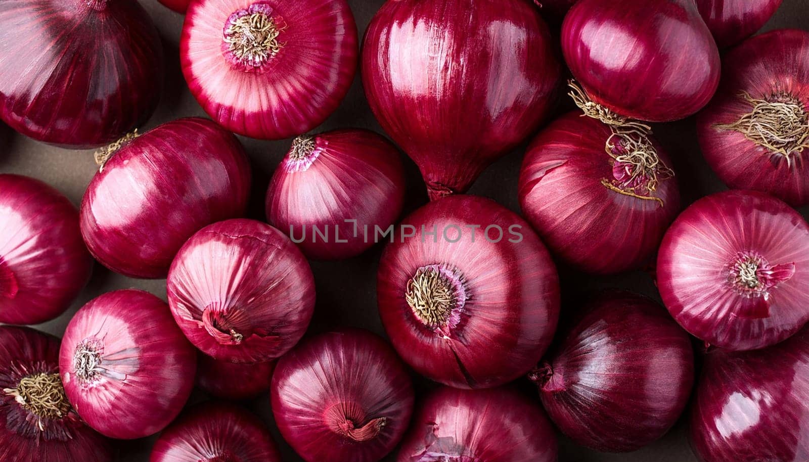 red onions vegetables flat view, AI generated image
