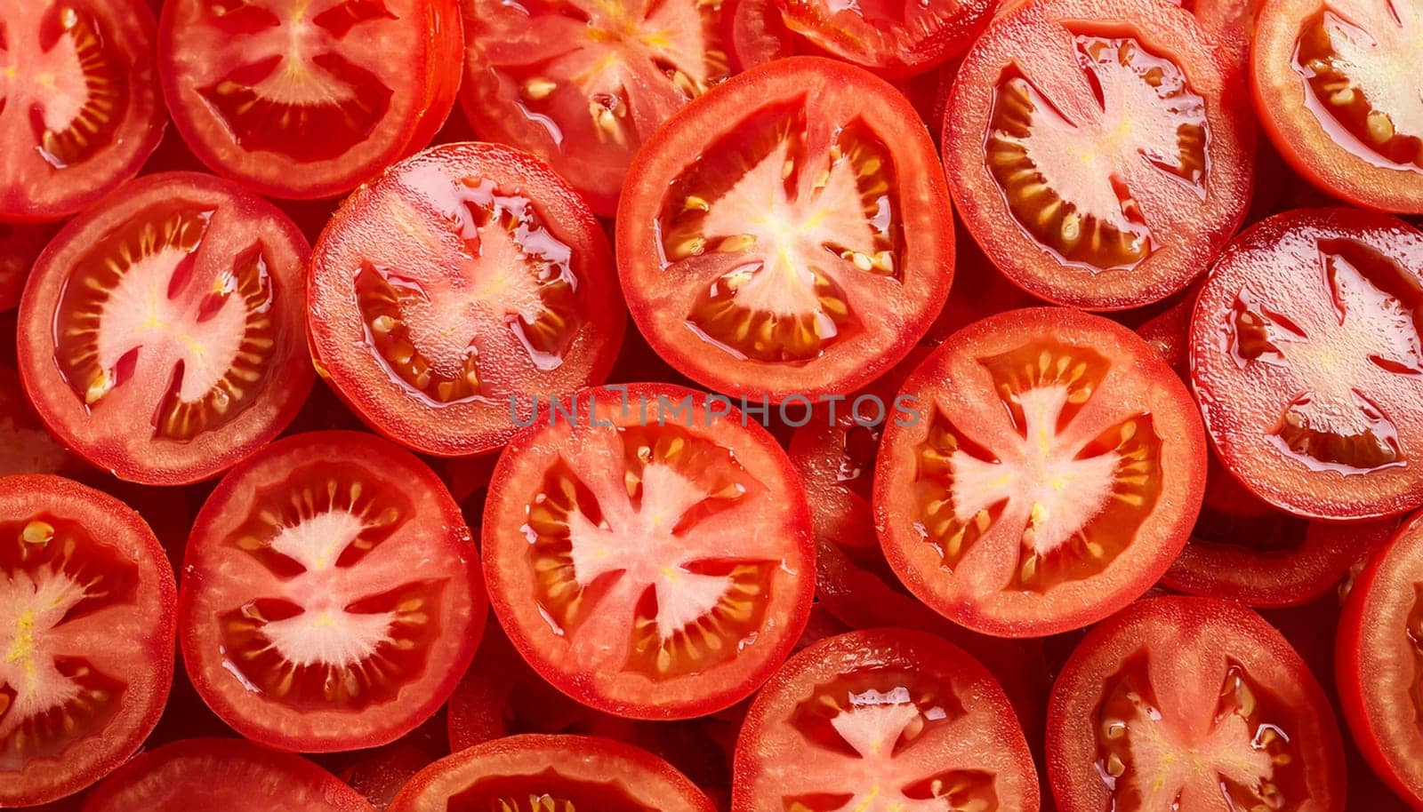 sliced tomatoes vegetables flat view, AI generated image