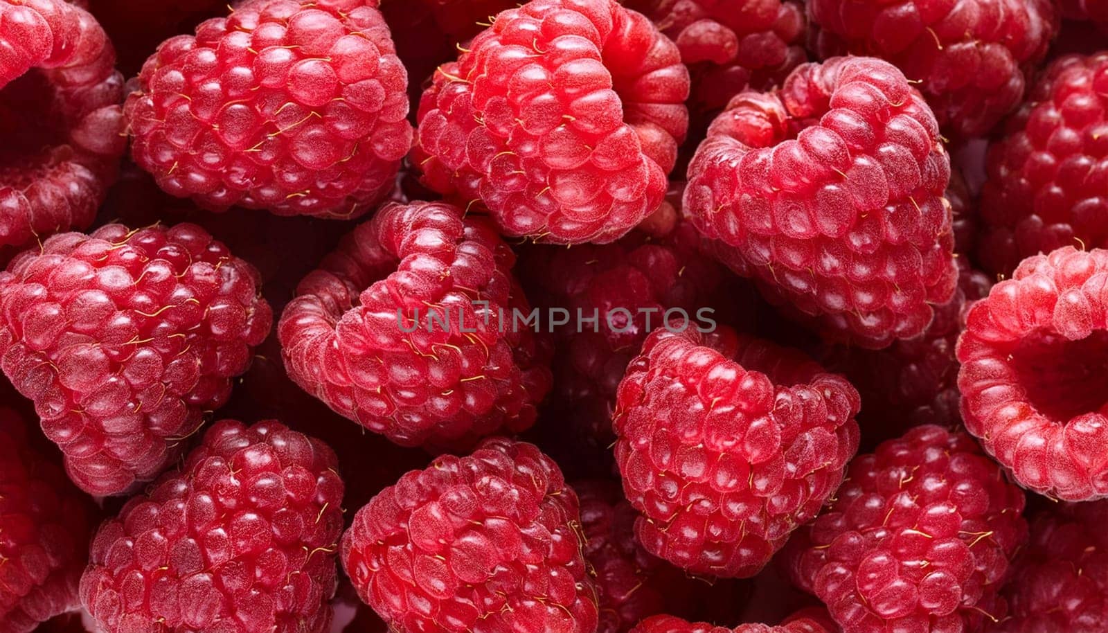 raspberries fruits vegetarian food flat top view, AI generated image
