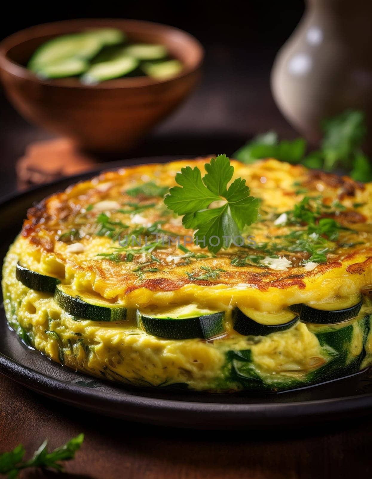 zucchini omelette vegetarian food, AI generated image