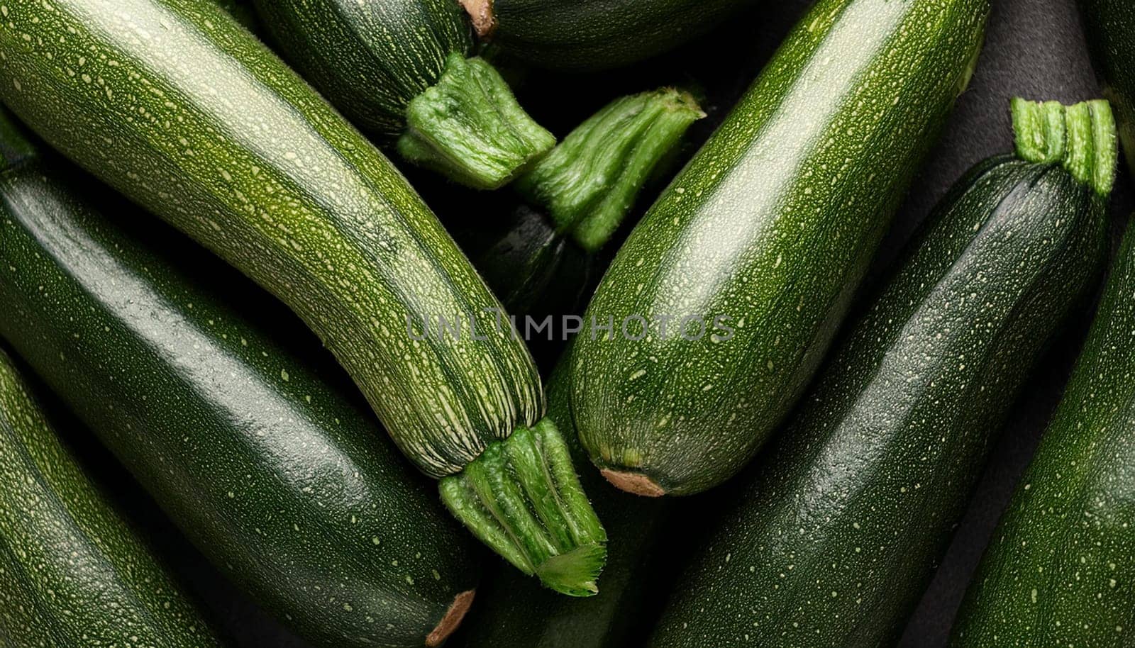 zucchini vegetables flat view, AI generated image