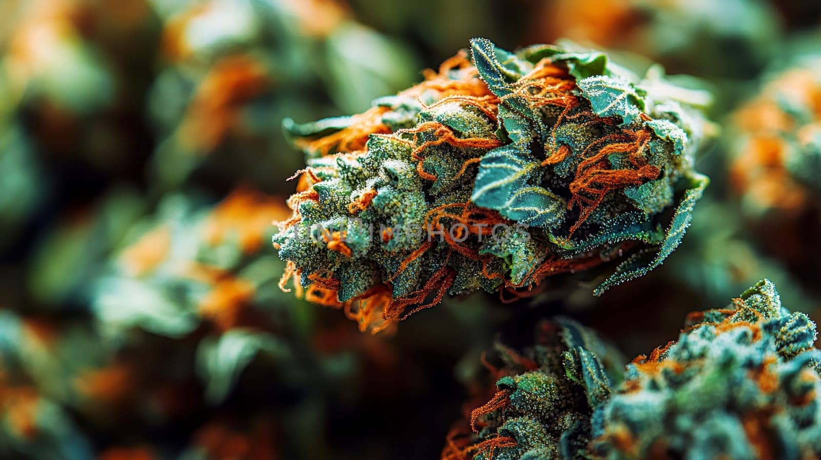 green cannabis flowers in full bloom. AI generative.