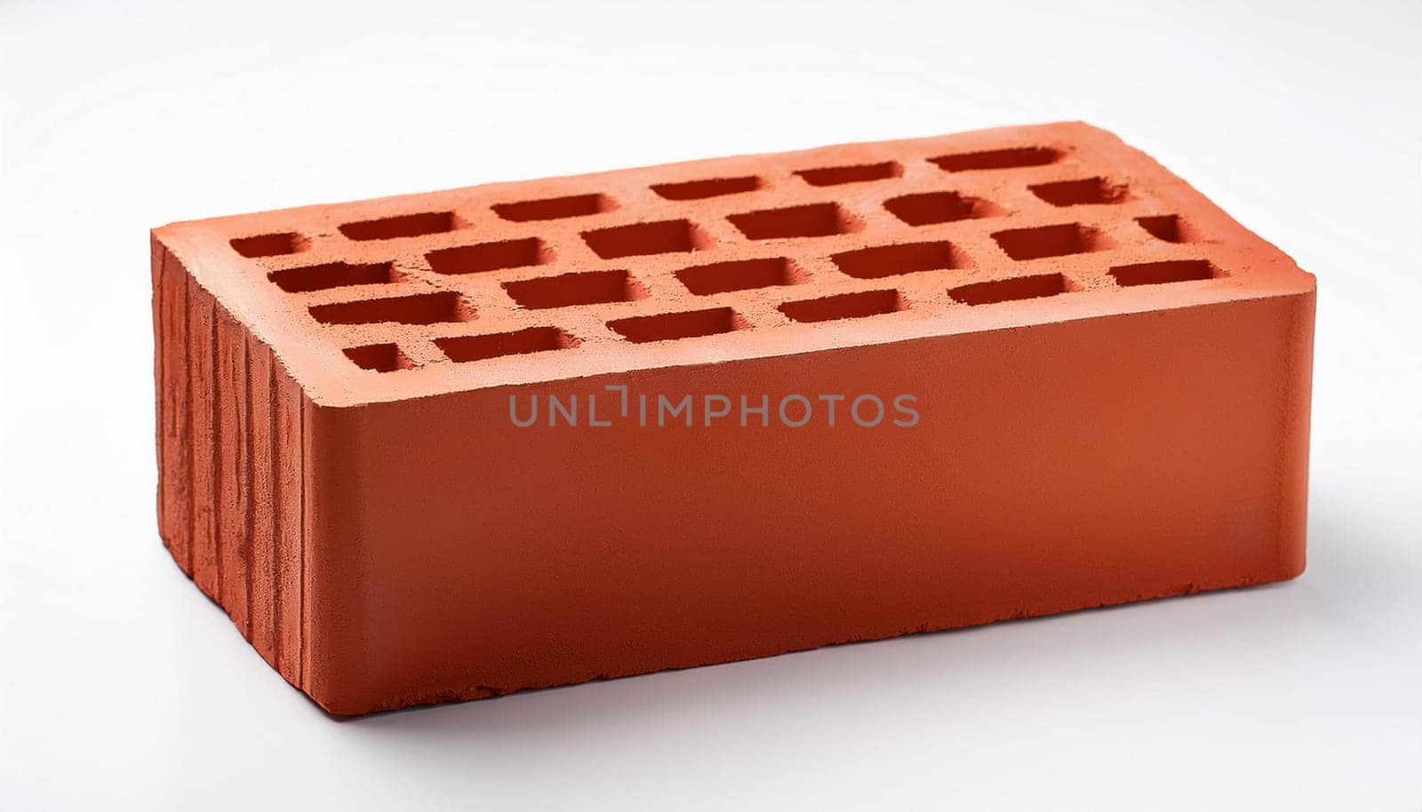 perforated red brick over white, AI generated image