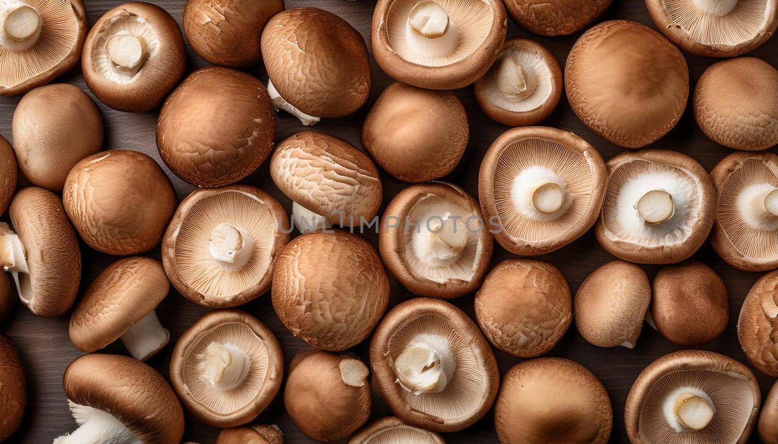 shiitake mushrooms flat view, AI generated image