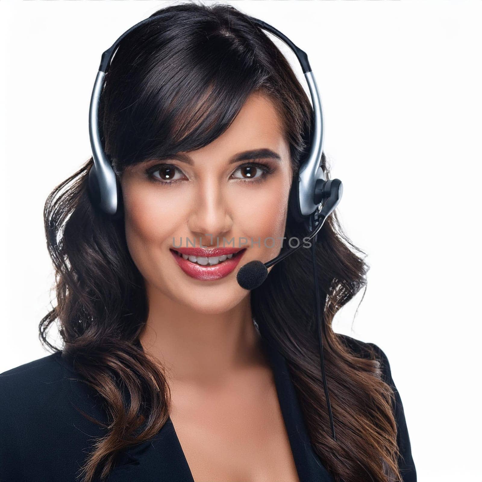 beautiful young woman with headset, AI generated image