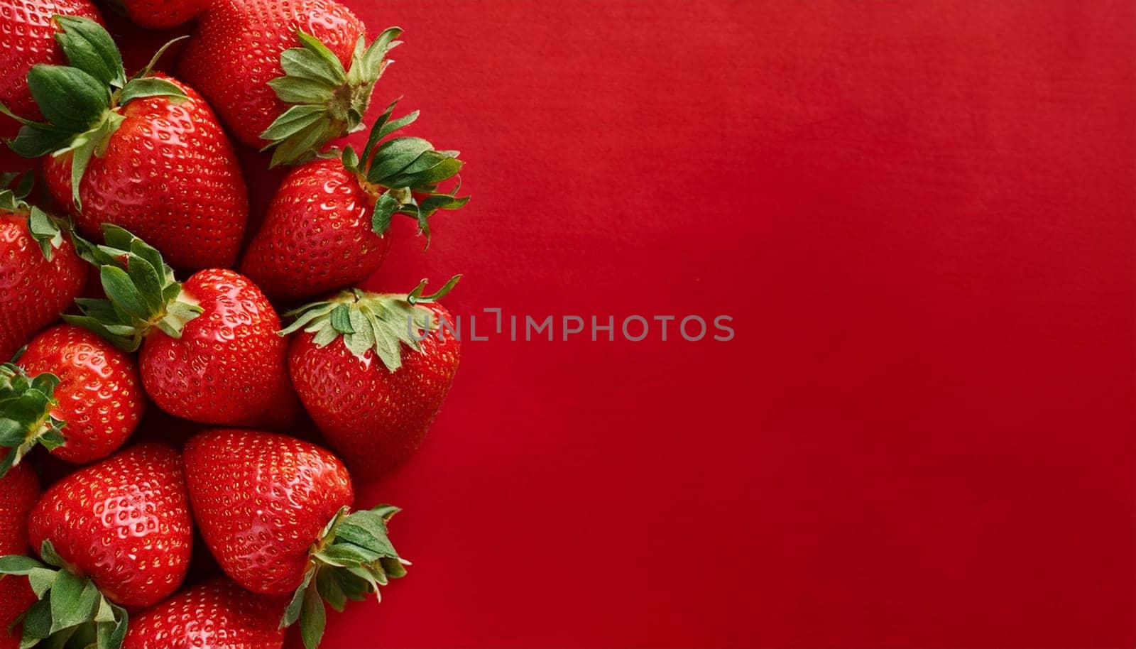 strawberries fruits vegetarian food flat top view, AI generated image