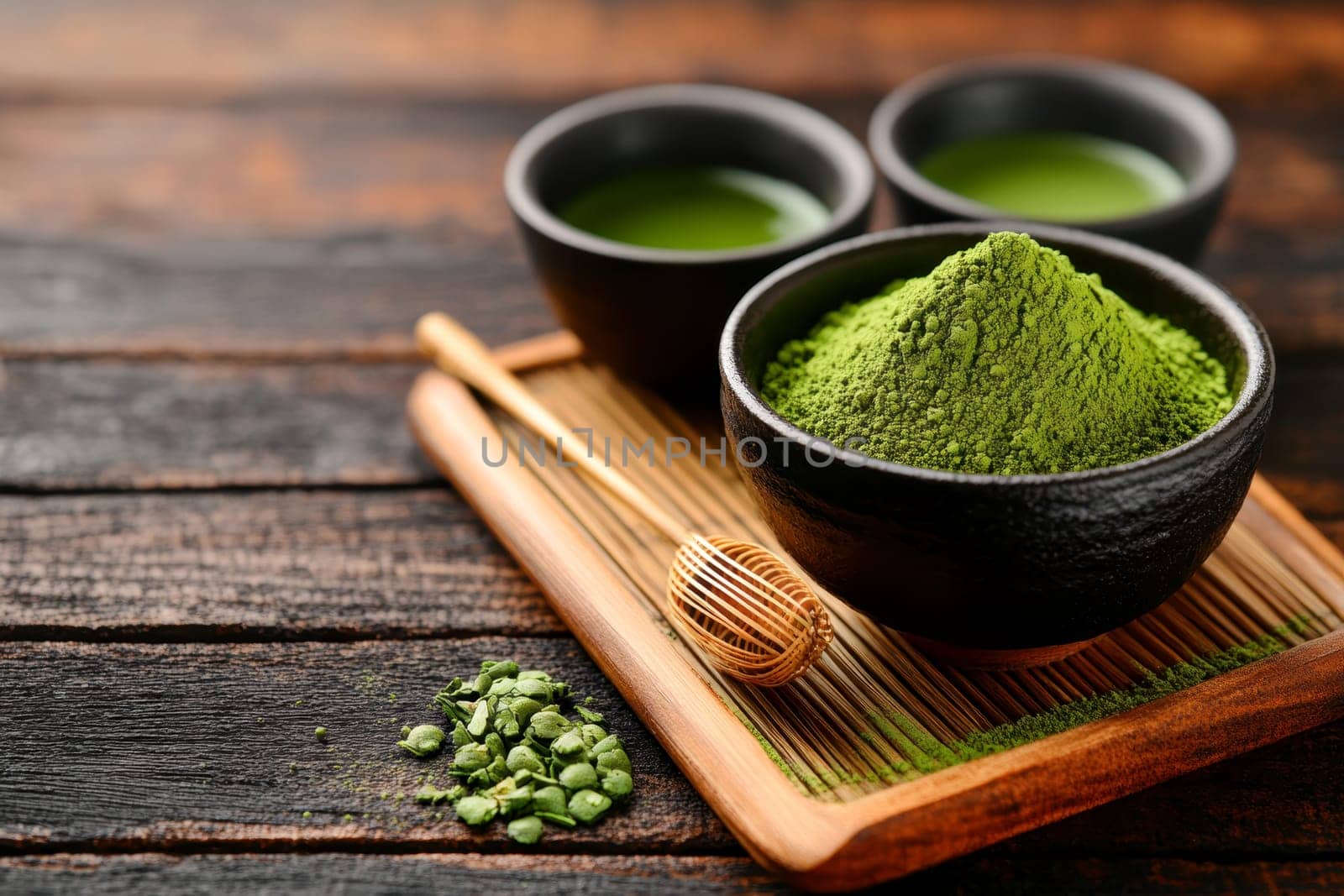 tasty Matcha Latte made from green tea. AI generative.